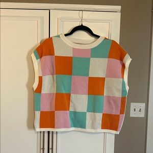 Amazon Colorful Checkered Knit Top